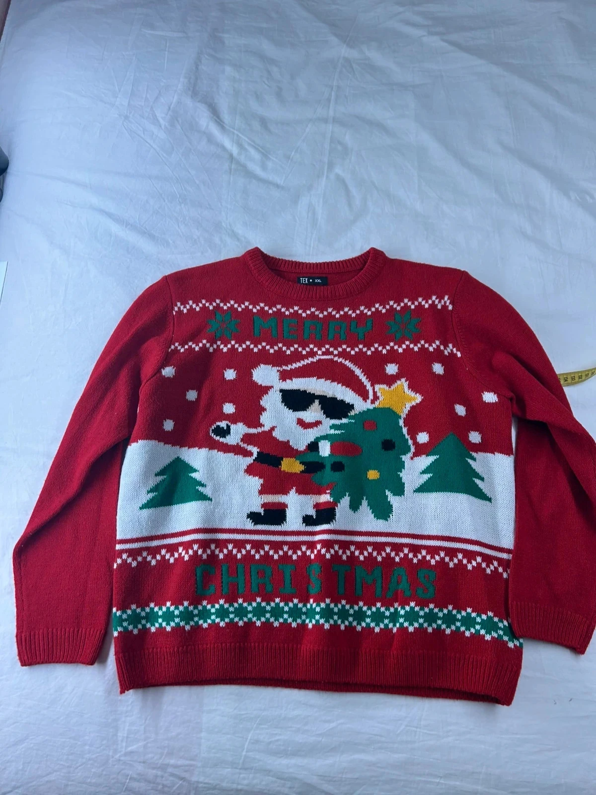 Pull rouge tex imprimé Noël